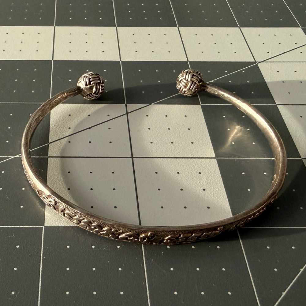 Vintage Silver Mantra Bangle Bracelet